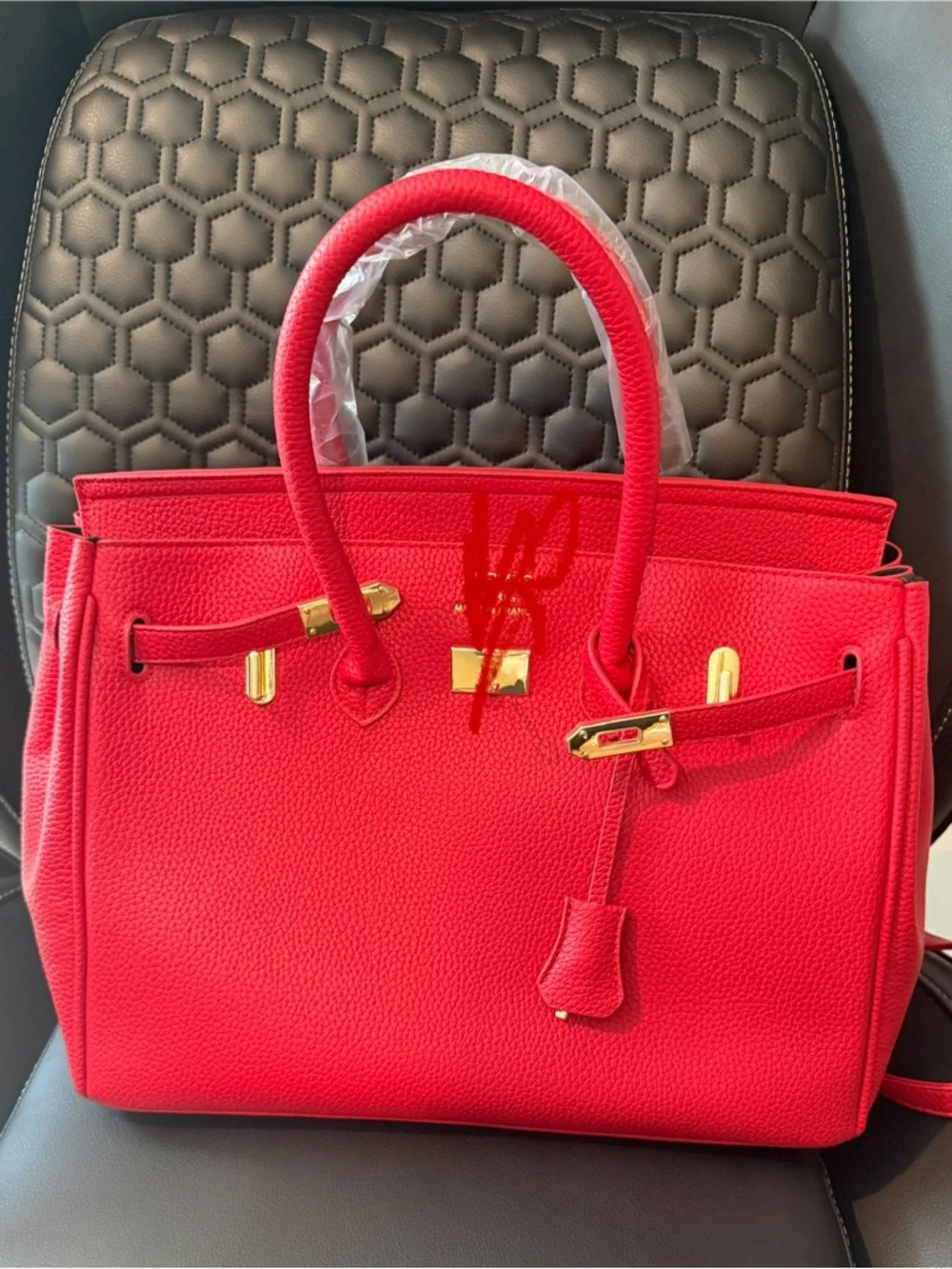 Red Leather Top-Handle Women’s Tote - Picture 1 of 5